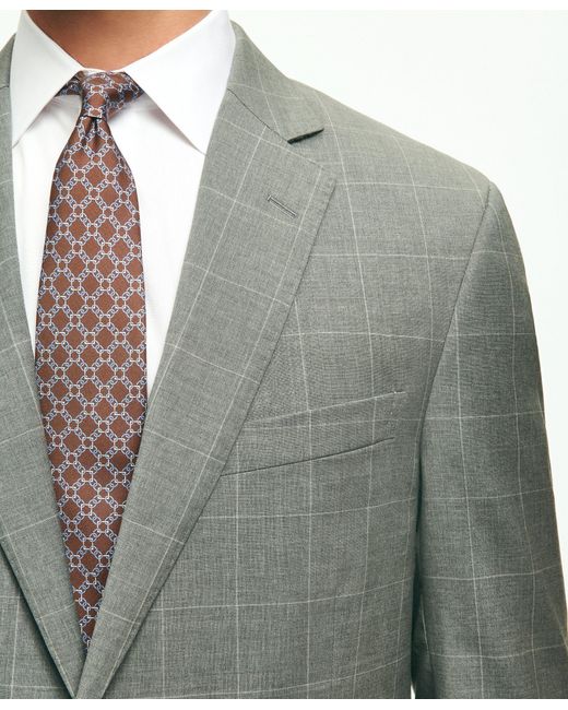 Brooks Brothers Green Classic Fit Windowpane 1818 Suit for men