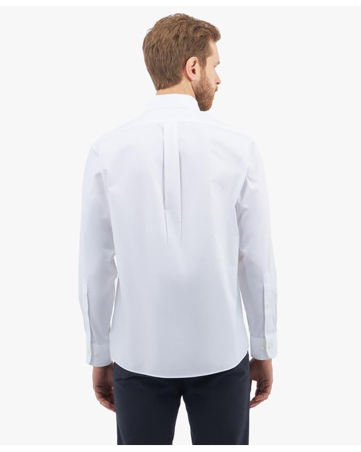 Brooks Brothers White Regular Fit Non-Iron Dress Shirt With Polo Button Down Collar for men