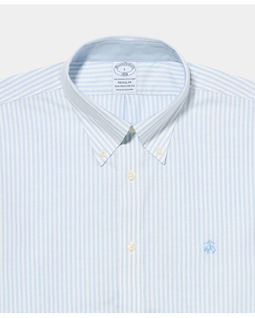 Brooks Brothers Blue Sptft Ni Oxf Stretch Classic Bngl Stp Ls for men
