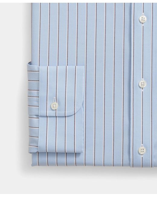 Brooks Brothers Blue Slim Fit Non-Iron Striped Oxford Pinpoint Supima Shirt With Ainsley Collar for men