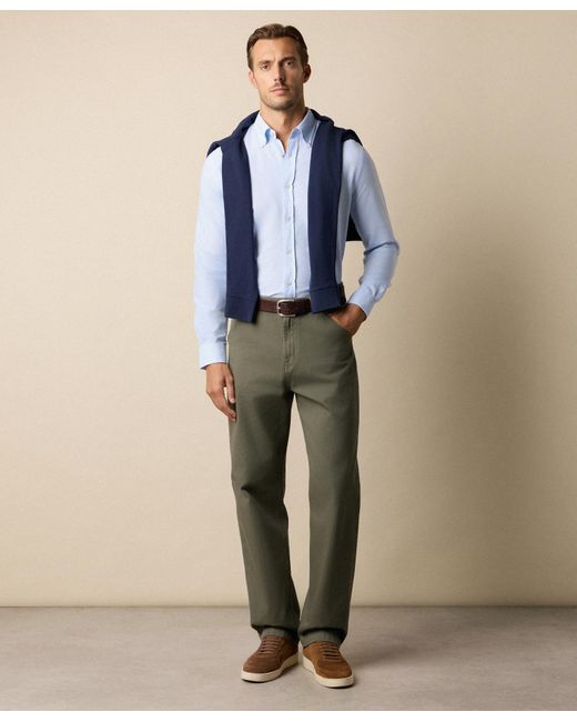 Brooks Brothers Blue Slim Fit Oxford Shirt With Button Down Collar for men
