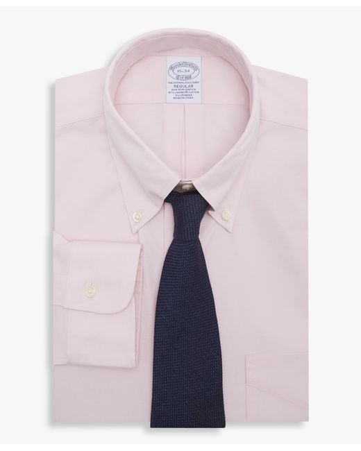 Brooks Brothers Pink Regular Fit Non-Iron Supima Oxford Pinpoint Shirt With Button Down Collar for men