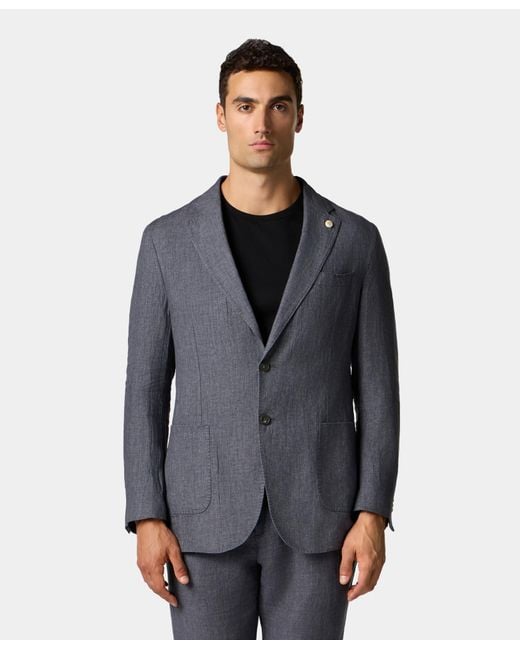 Brooks Brothers Gray Linen Single-Breasted Blazer for men