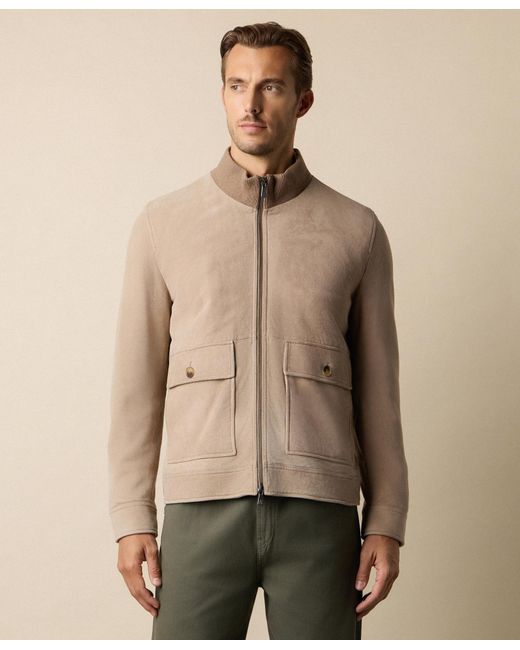 Brooks Brothers Natural Bomber Suede Jacket for men
