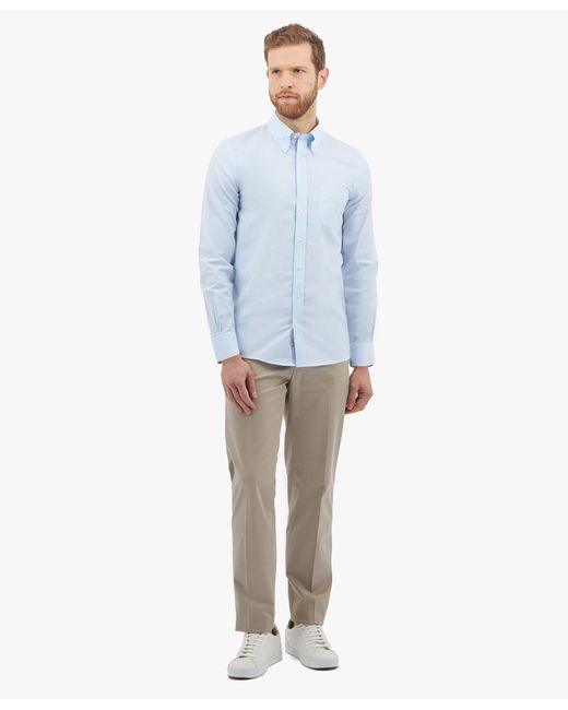 Light Blue Slim Fit Non-iron Stretch Cotton Shirt With Button-down Collar Brooks Brothers de hombre