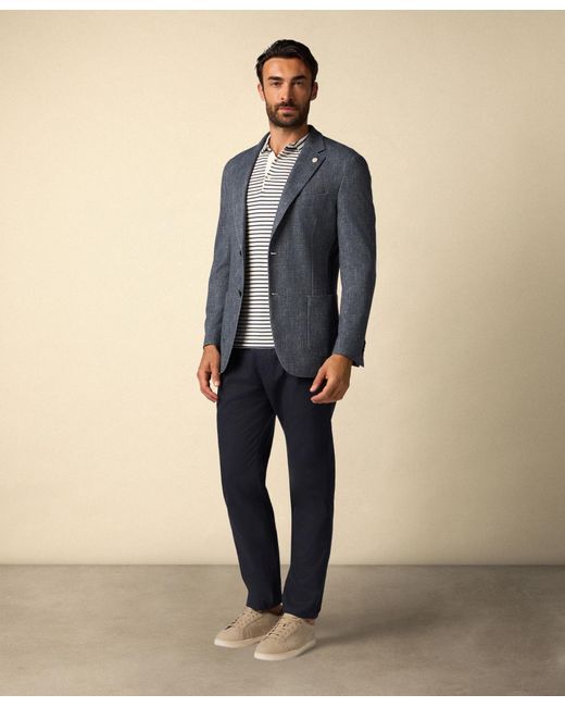 Brooks Brothers Gray Striped Cotton-Silk-Linen Knit Polo for men