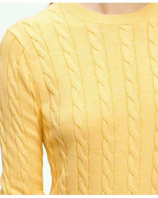 Brooks Brothers Yellow Supima Cotton Cable Crewneck Sweater