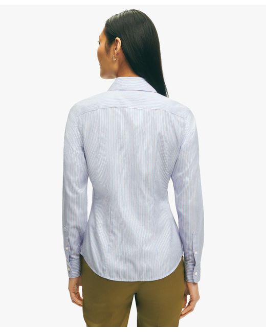 Brooks Brothers White Tailliertes Non-iron Anzughemd Aus Stretch-supima-baumwolle In Dobby-bindung