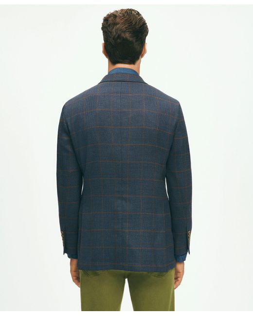Brooks Brothers Blue Slim Fit Stretch Wool Hopsack Windowpane Sport Coat for men