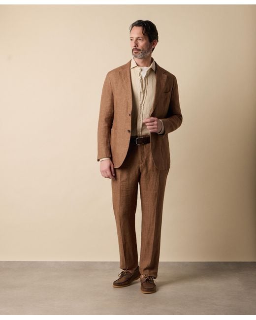 Brooks Brothers Brown Herringbone Linen Blazer for men