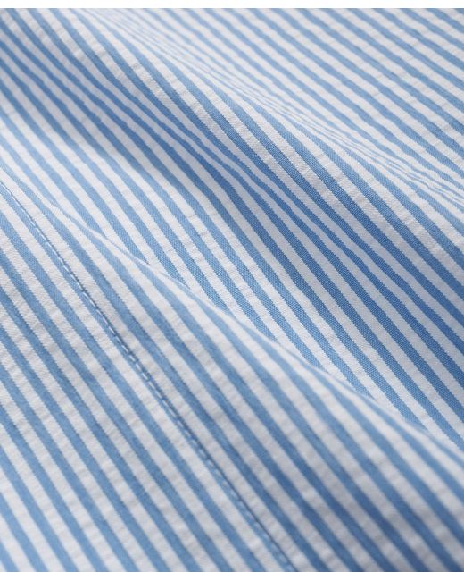 Brooks Brothers Blue Stretch Cotton Seersucker Striped Robe for men
