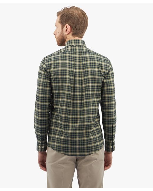Dark Green Regular Fit Non-iron Stretch Cotton Shirt With Button-down Collar Brooks Brothers de hombre