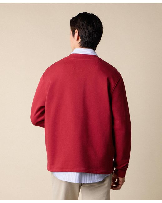 Brooks Brothers Red V-Neck Cotton Cardigan With Logo Print for men
