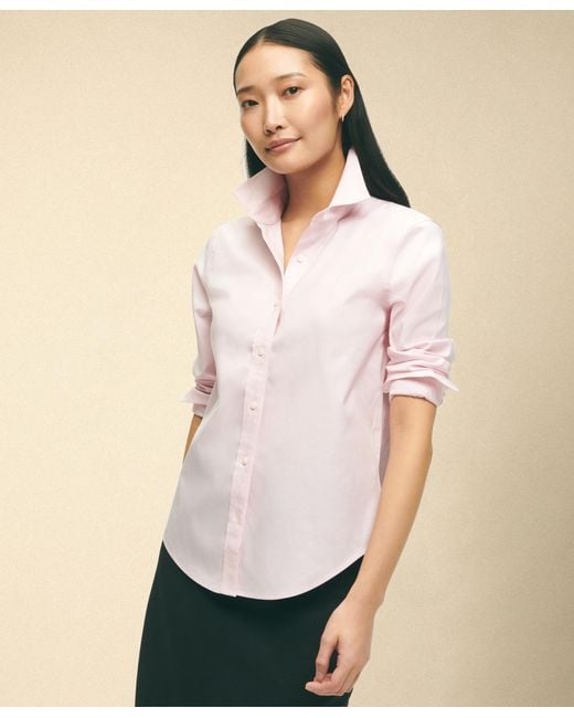Brooks Brothers Natural Classic Fit Non-Iron Oxford Pinpoint Supima Shirt With Forward Point Collar