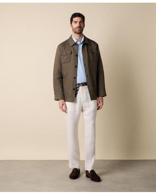 Brooks Brothers Brown Linen Utility Overshirt for men
