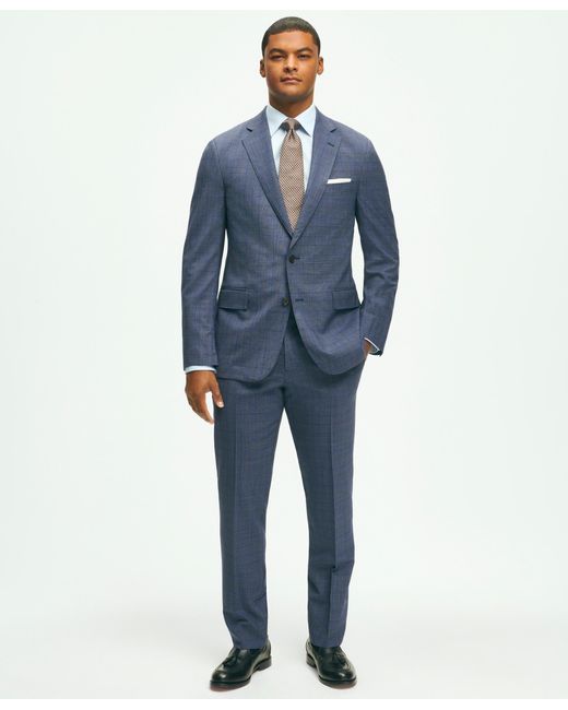 Brooks Brothers Blue Classic Fit Wool Checked 1818 Suit for men