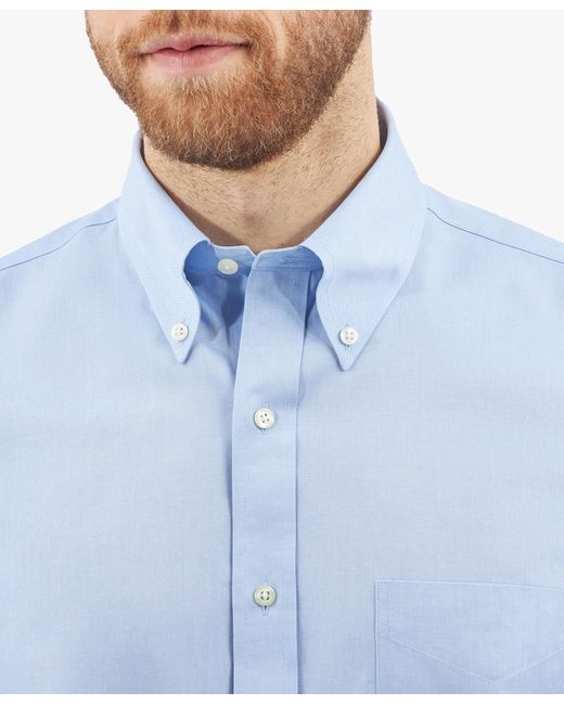 Brooks Brothers Blue Regular Fit Non-Iron Dress Shirt With Polo Button Down Collar for men