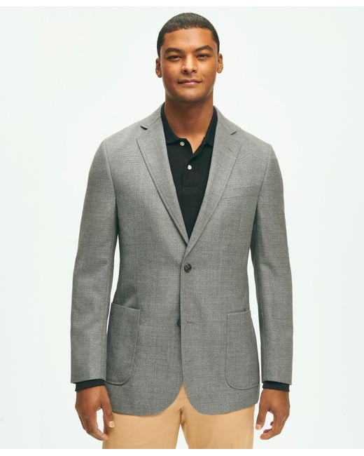 Brooks Brothers Gray Classic Fit Wool Hopsack Patch Pocket Sport Coat for men
