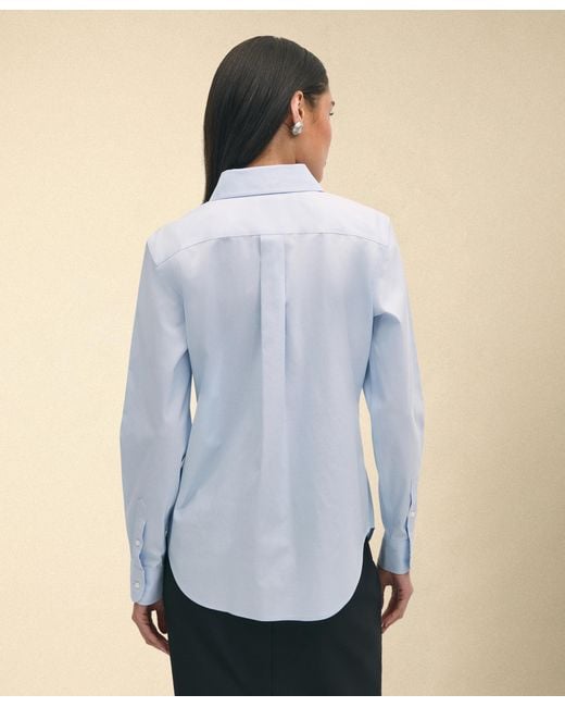 Brooks Brothers Blue Classic-Fit Non-Iron Stretch Supima Cotton Dress Shirt
