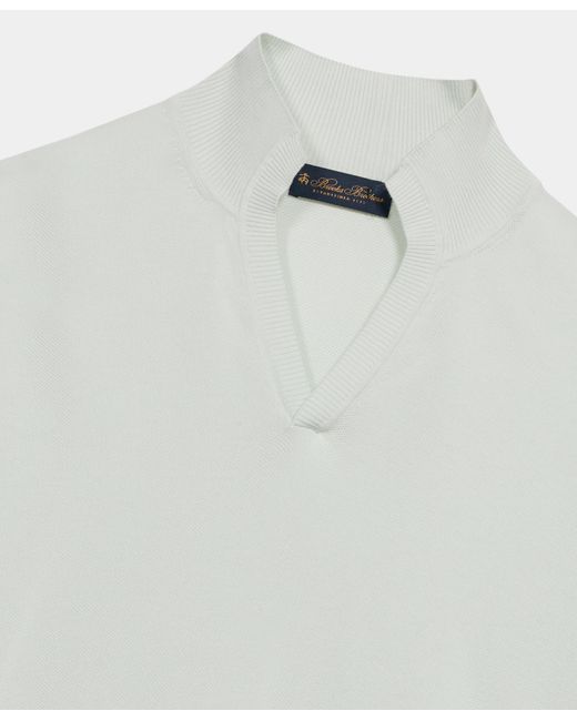 Brooks Brothers White Open Collar Piqué Knit Polo for men