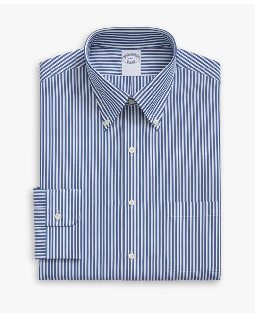 Brooks Brothers Blau Gestreiftes Regent-fit Non-iron Hemd Aus Baumwolle Mit Button-down-kragen in Blue für Herren
