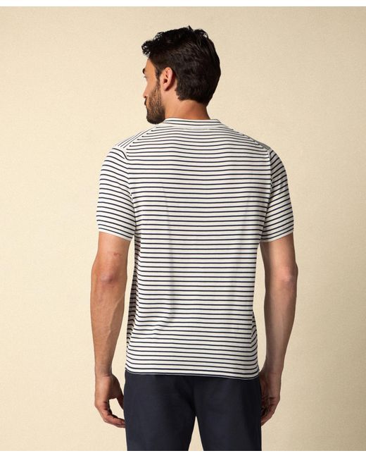 Brooks Brothers Gray Striped Cotton-Silk-Linen Knit Polo for men