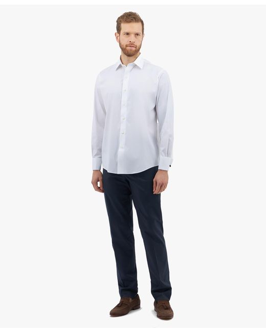 Brooks Brothers White Slim Fit Non-Iron Oxford Pinpoint Shirt With Ainsley Collar for men