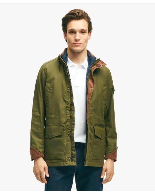 Olive Green Detachable Cotton Jacket di Brooks Brothers da Uomo