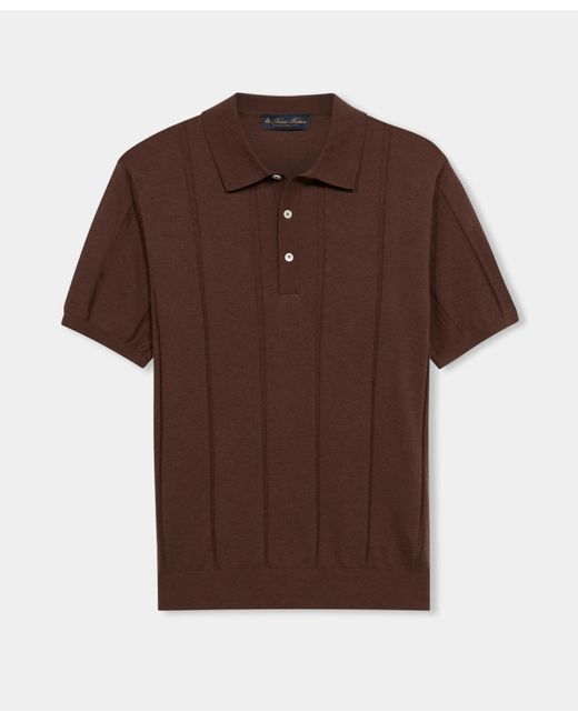 Brooks Brothers Brown Cotton Linen Knit-Polo for men