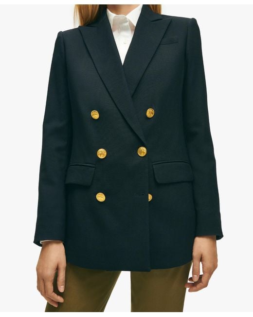 Navy Voyager Jacket In Double-breasted Wool Blend di Brooks Brothers in Green