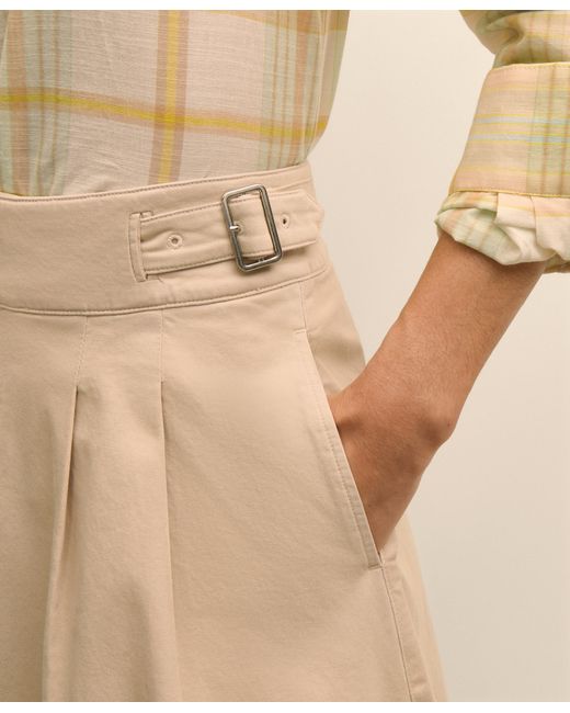 Brooks Brothers Natural Belted Skirt With Pleats