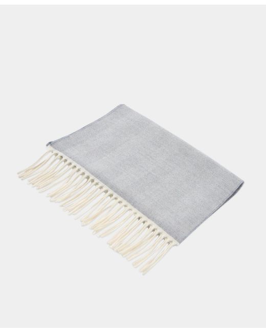 Brooks Brothers White Chevron Wool Scarf for men