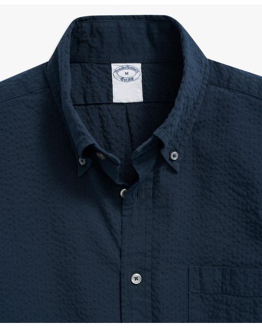 Brooks Brothers Marineblaues Regular-fit Freizeithemd Aus Baumwoll-seersucker Mit Button-down-kragen in Blue für Herren
