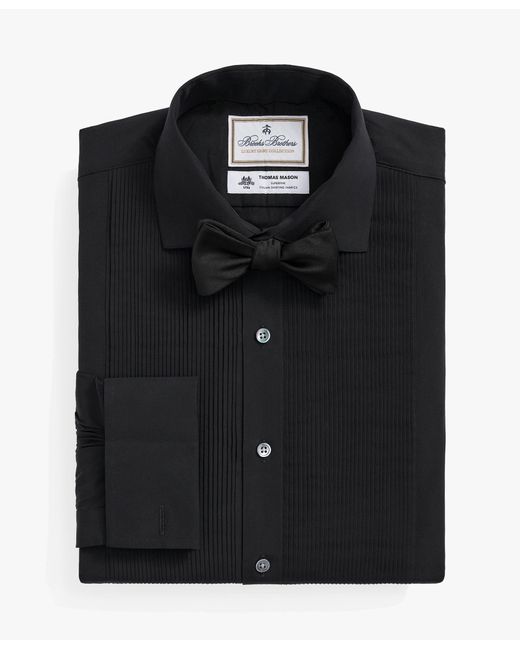 Black X Thomas Mason Cotton English Collar, Swiss Pleat Front Tuxedo Shirt di Brooks Brothers da Uomo
