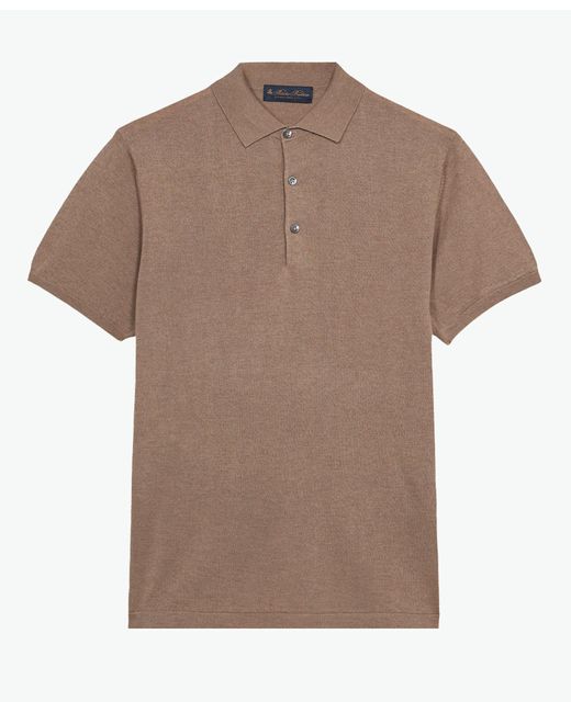 Beige Silk-cashmere Blend Polo Shirt di Brooks Brothers in Gray da Uomo