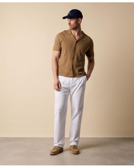 Brooks Brothers White Double Pleat Trousers for men