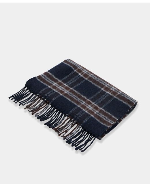 Brooks Brothers Blue Plaid Wool Scarf for men