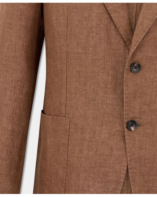 Brooks Brothers Brown Herringbone Linen Blazer for men