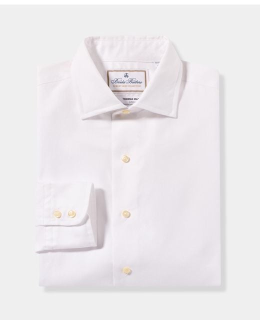 Brooks Brothers White Thomas Mason Regular Fit Shirt With English Spread Collar for men