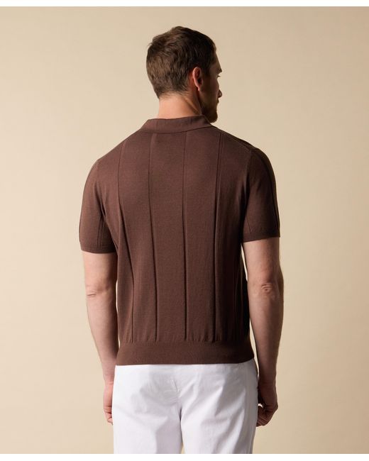 Brooks Brothers Brown Cotton Linen Knit-Polo for men