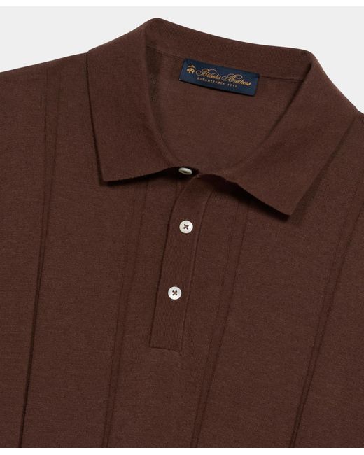 Brooks Brothers Brown Cotton Linen Knit-Polo for men