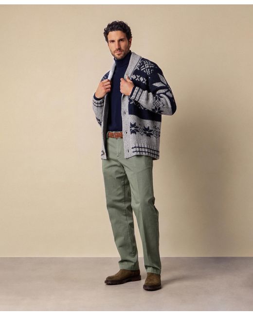 Brooks Brothers Blue Donegal Shawl Collar Cardigan for men