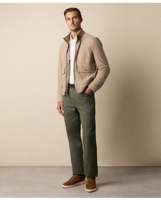 Brooks Brothers Natural Bomber Suede Jacket for men