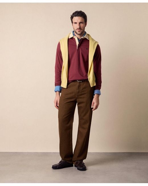 Brooks Brothers Red Rugby Polo With Corduroy Collar for men