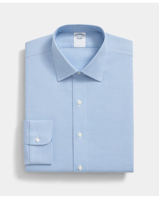 Brooks Brothers Blue Regular Fit Non-Iron Dobby Supima Cotton Shirt With Ainsley Collar for men