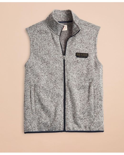 Brooks Brothers Gray Zip-up Fleece Sweater Vest for men
