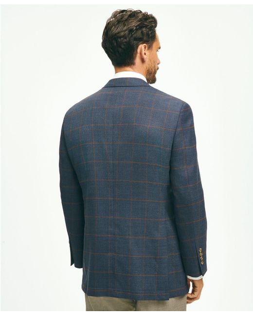Brooks Brothers Blue Traditional Fit Stretch Wool Hopsack Windowpane Sport Coat for men