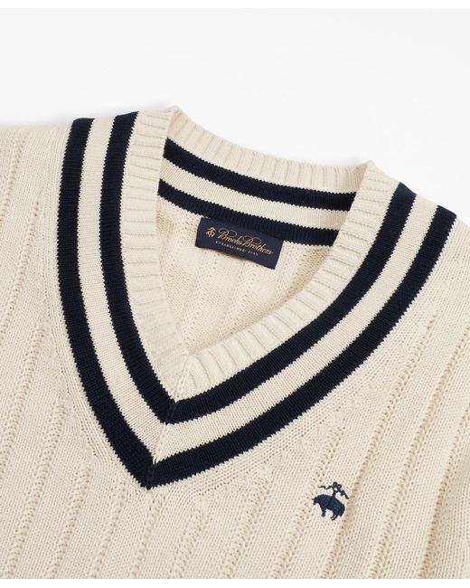 Brooks Brothers Tennis V-neck Sweater in White for Men - Lyst