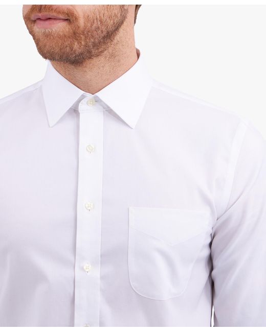 Brooks Brothers White Slim Fit Non-Iron Stretch Cotton Dress Shirt With Ainsley Collar for men