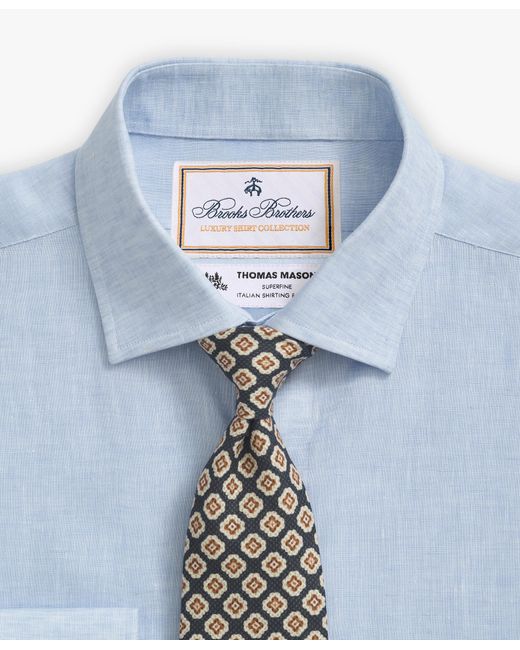 Brooks Brothers Hellblaues Slim-fit X Thomas Mason Anzughemd Aus Leinen Mit Kent-kragen in Blue für Herren